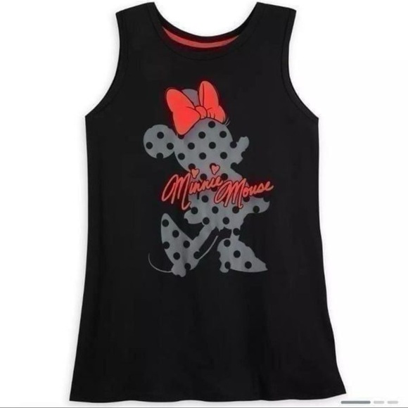 Disney Tops - Disney Parks Minnie Mouse Open Back Tank Top Black Polka Dot Graphic Size US M